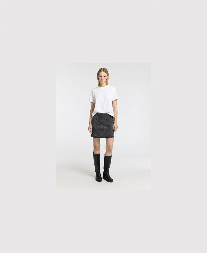 Selected Femme SLFMERLE HW SHORT BLACK DENIM SKIRT Black denim/washed