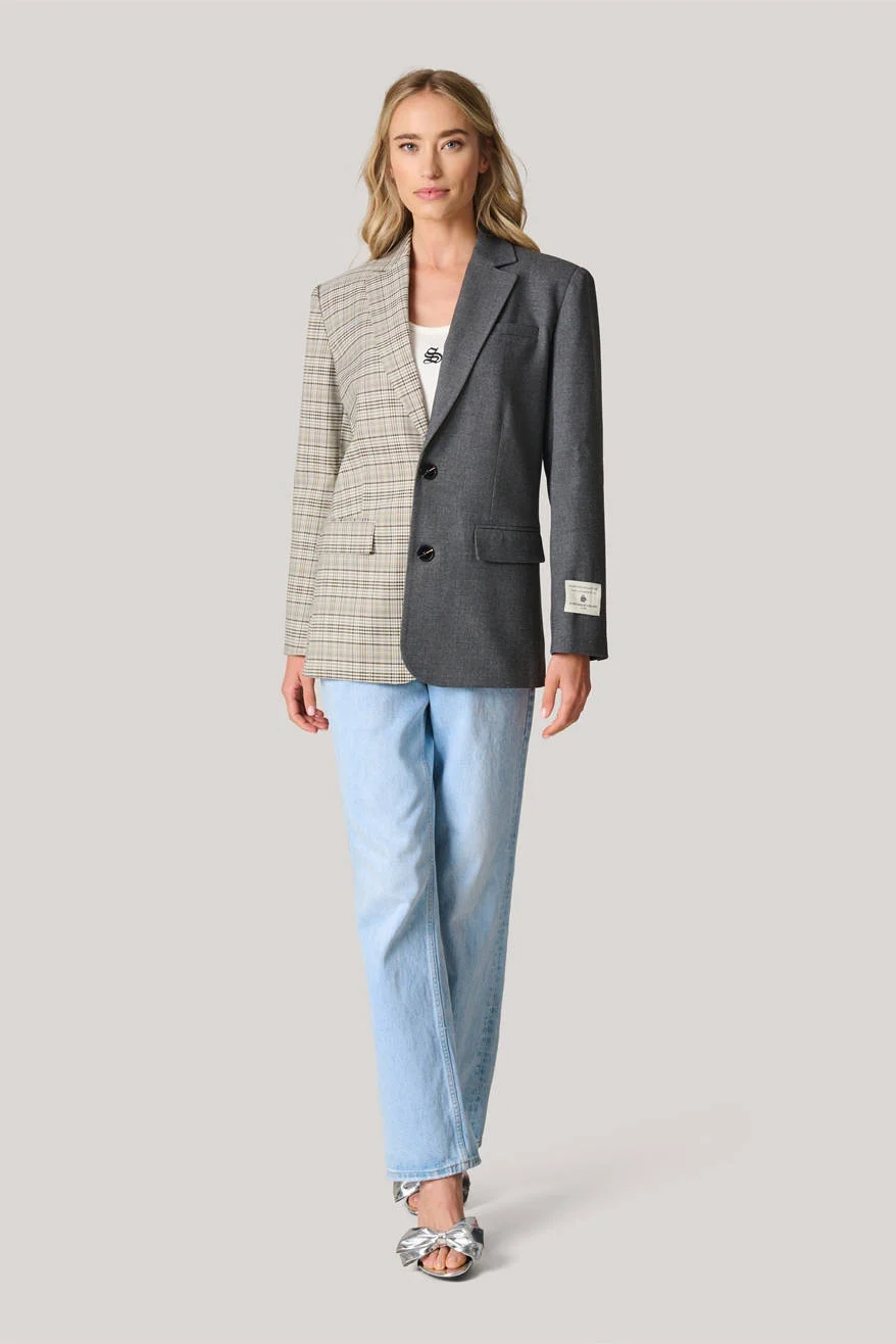 Shoeby geruite oversized blazer grijs/beige