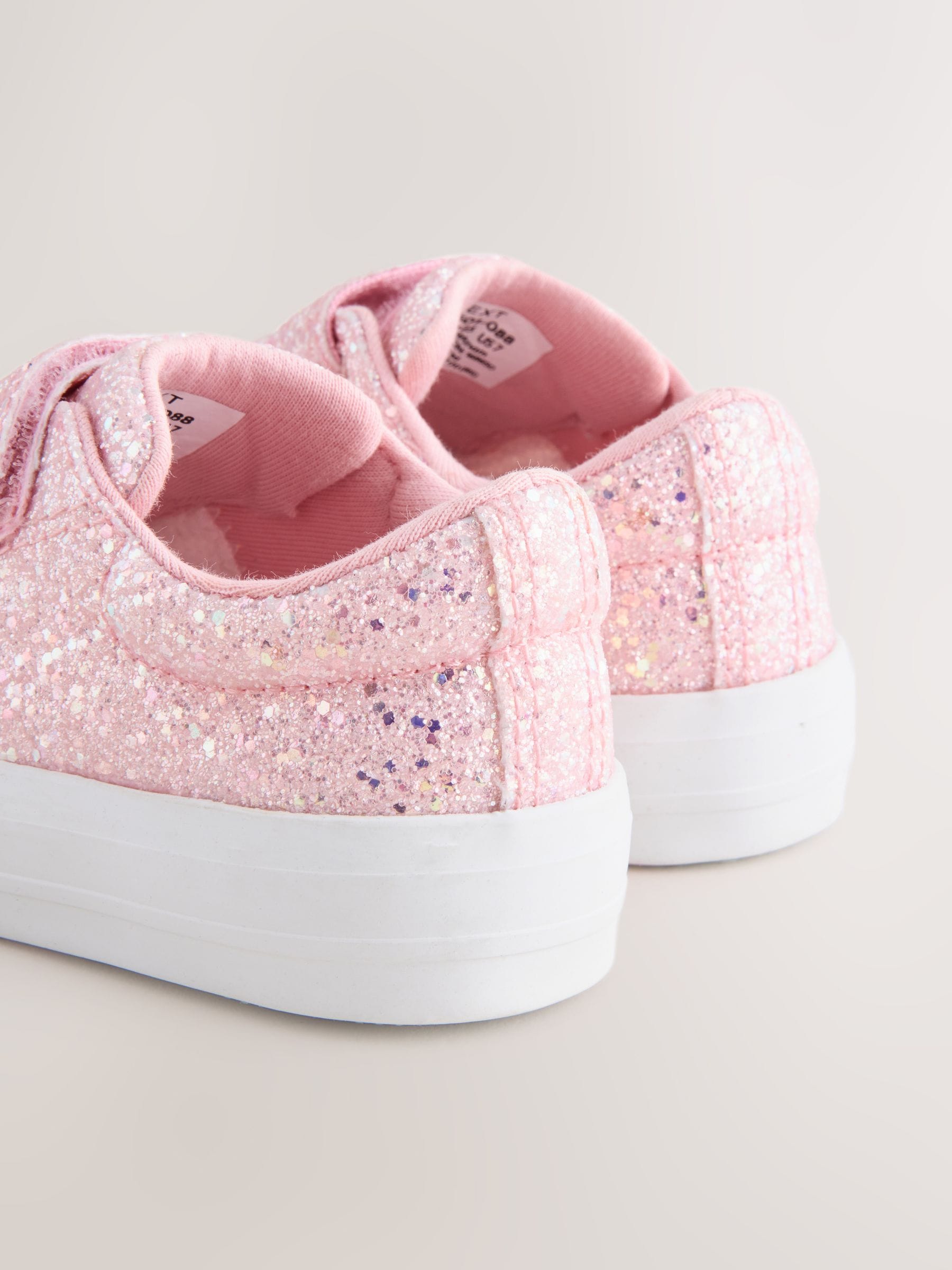 Roze glitter - Sneakers met dikke zool en klittenbandsluiting