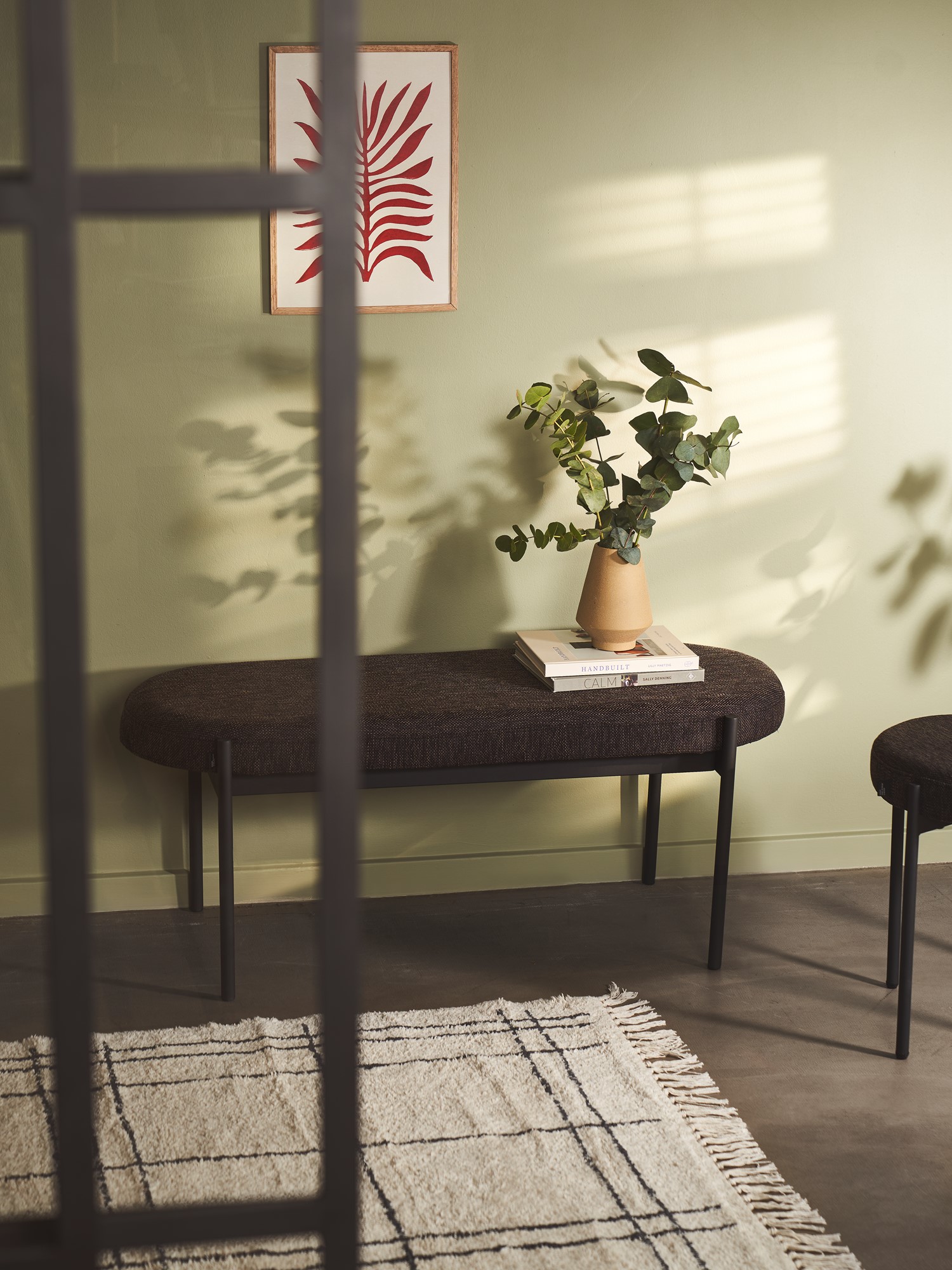 KLINT bænk | Akryl/polyester/stål. 110 x 44 x H45 cm. | Black | Hübsch