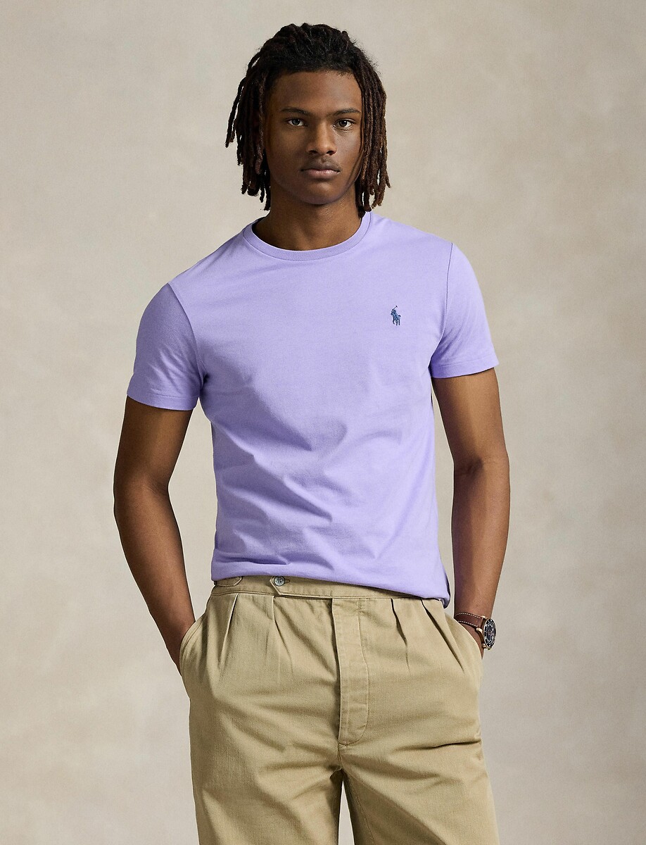 POLO RALPH LAUREN<br>Camiseta lisa de malha fina com logotipo bordado