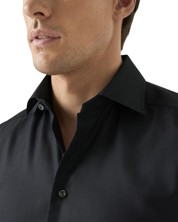 ETON Slim Fit Black King Twill Oxford Shirt Sort