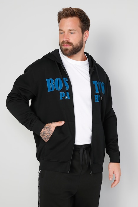 Boston Park Hoodiejacke, Schriftzug, Kapuze, bis 72/74