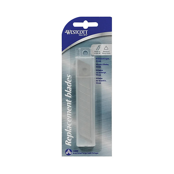 Etui de lames Wescott pour cutter STD - 18 mm, 10 lames