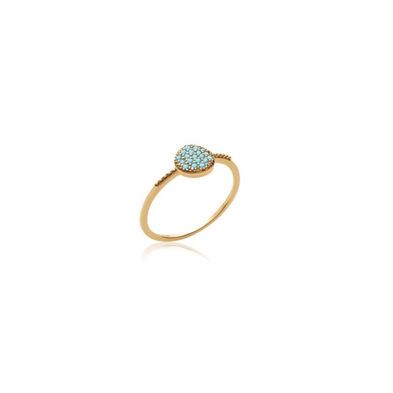 Bague Fine Plaqué Or Pierres Precieuses Turquoise