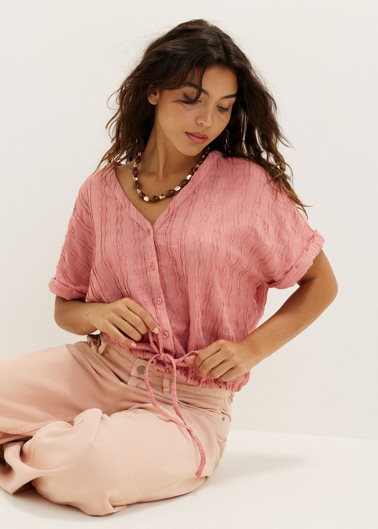 Korte blouse met koord