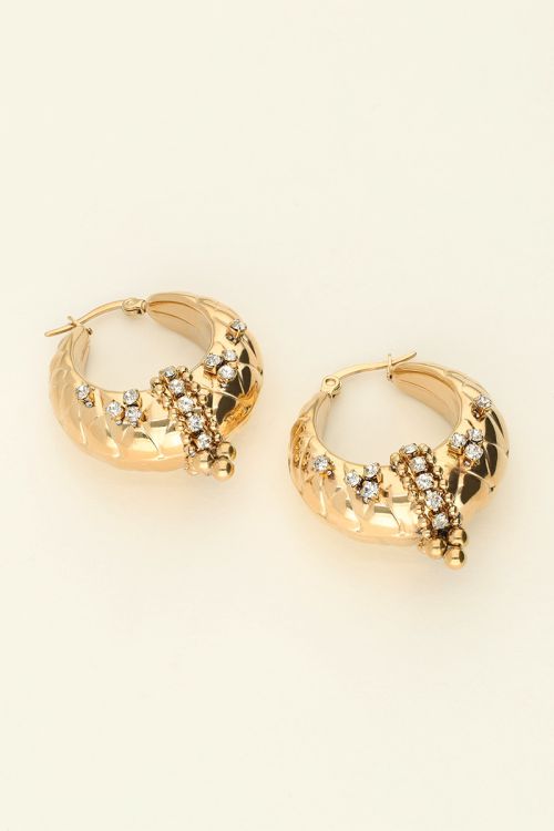 Chuncky oorringen met strass kralen