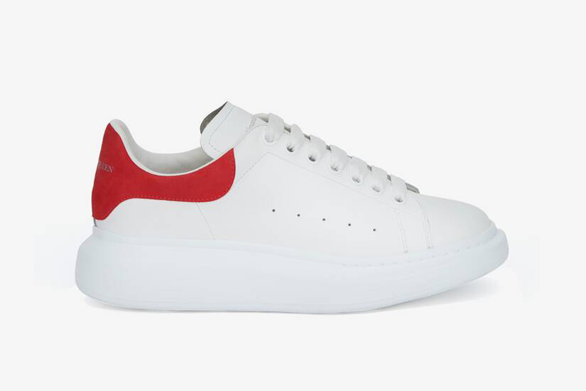 Alexander McQueen Men's Oversized Sneaker in White/lust Red