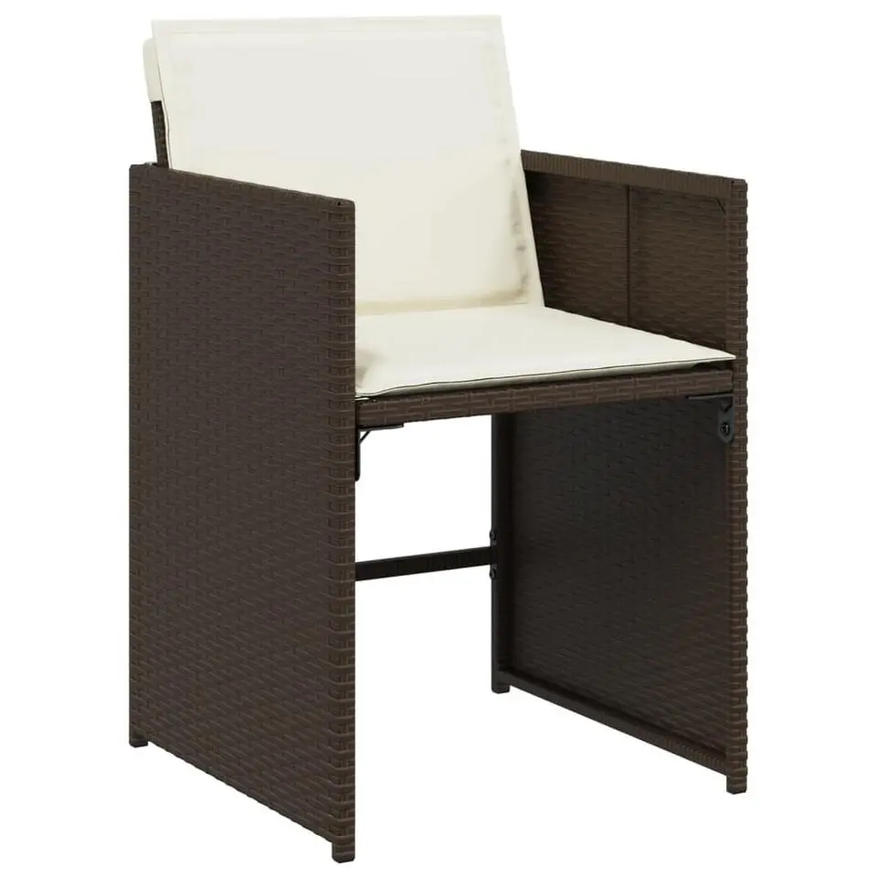 vidaXL - 4-zits Tuinset met wit kussens - Bruin - PE rattan - 110x106 cm