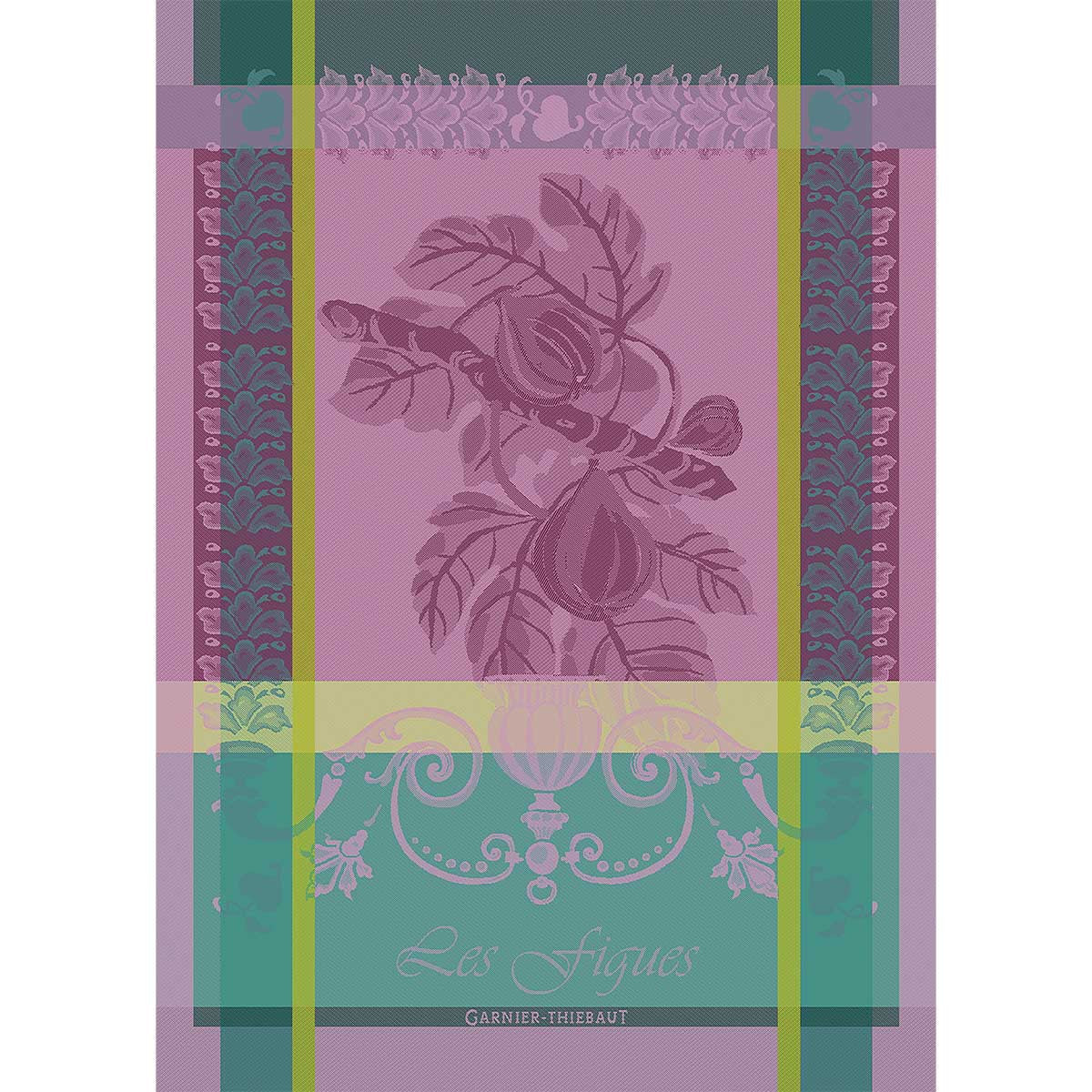 Torchon pur coton violet 56x77 Garnier Thiebaut