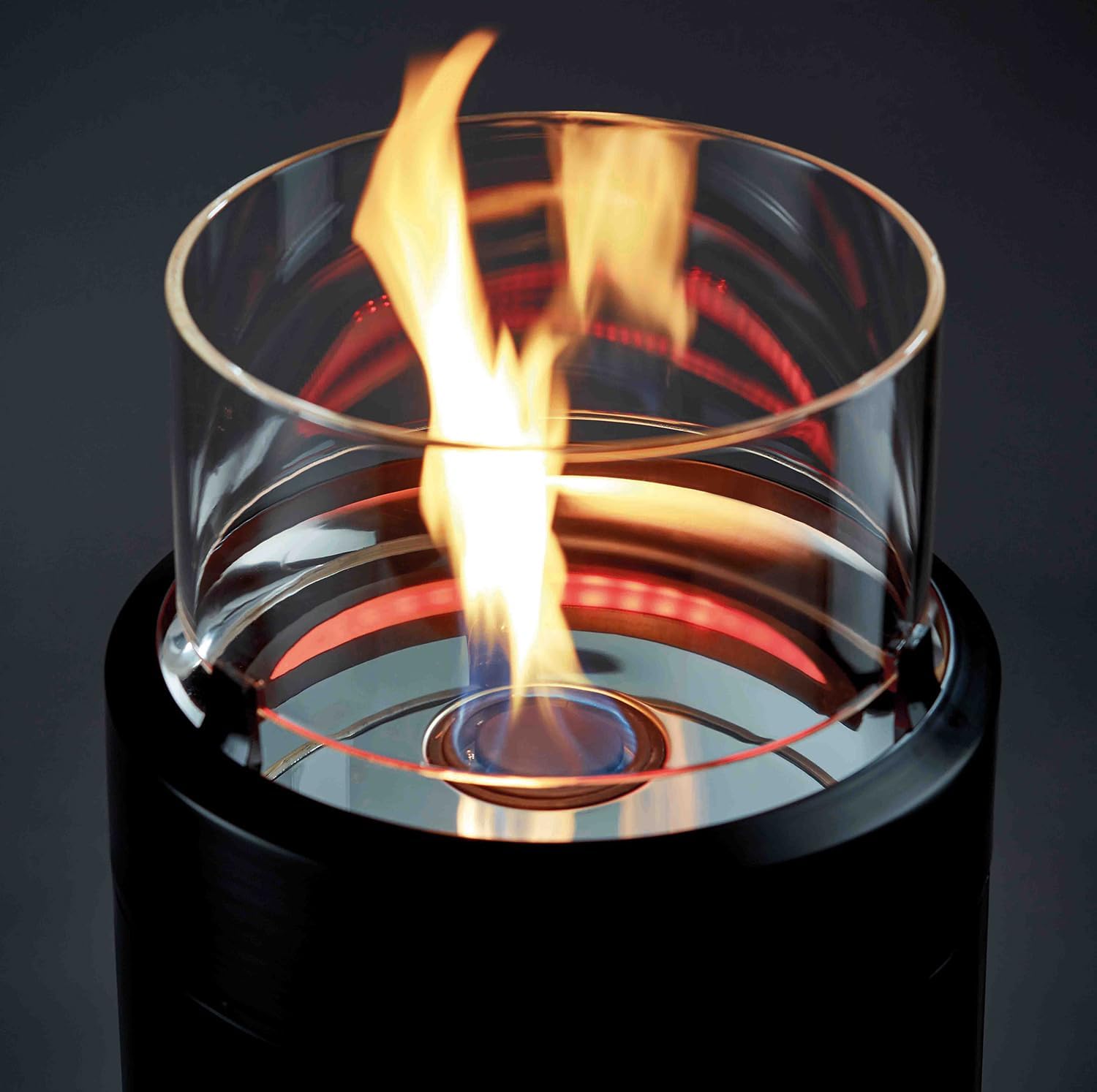 Enders Terrassenfeuer NOVA LED L BLACK, Gas Terrassenfeuer mit Ambientebeleuchtungen, ECO GREEN Brenner-Technologie und exzellentem Design, H102cm Ø 62cm, Schwarz #5601