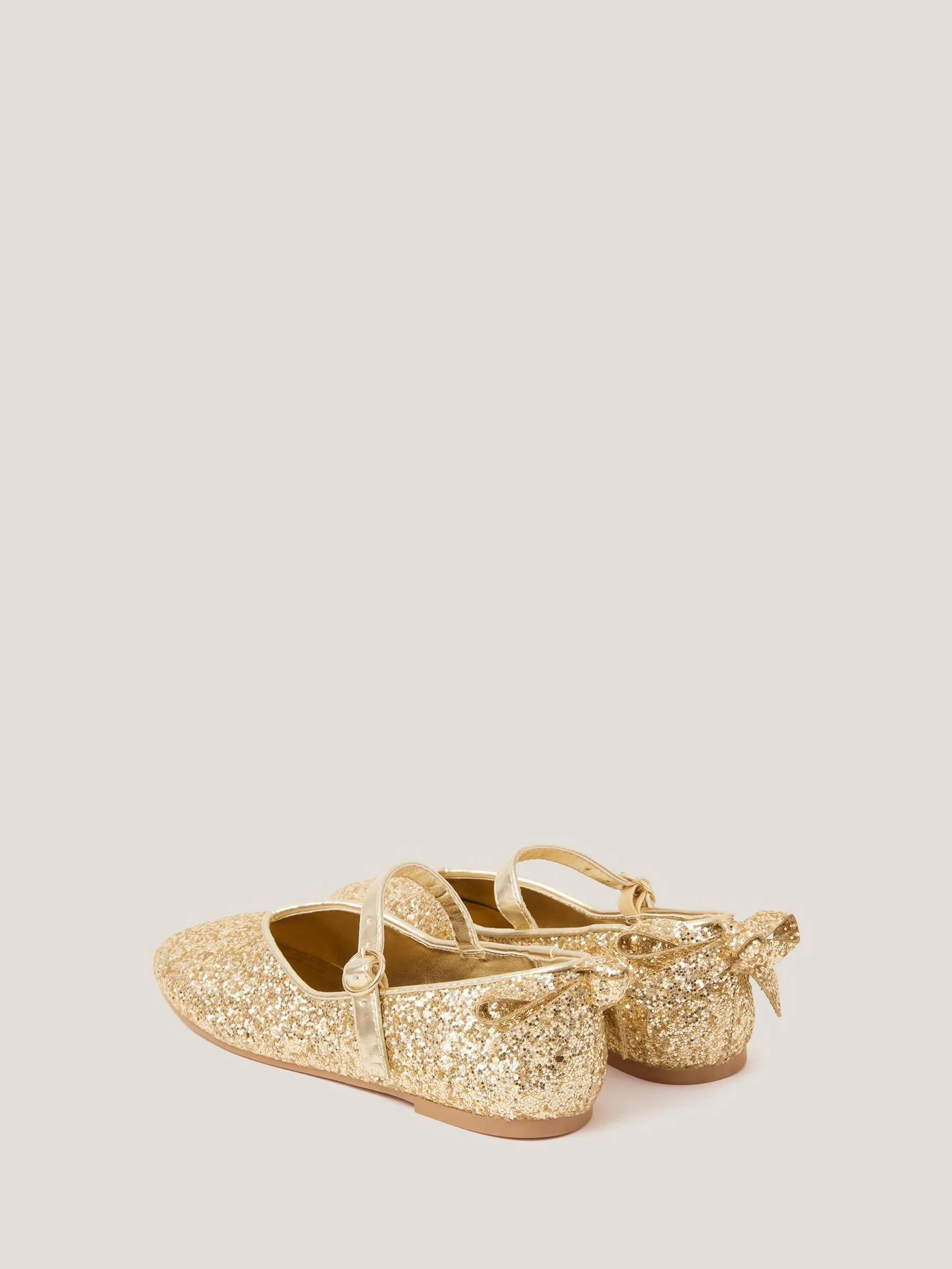 Goud - Monsoon Glitter Back Bow Ballet Flats