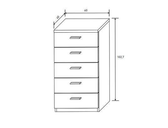 PEGANE - Chiffonnier, meuble de rangement coloris chêne cambrian, bla...