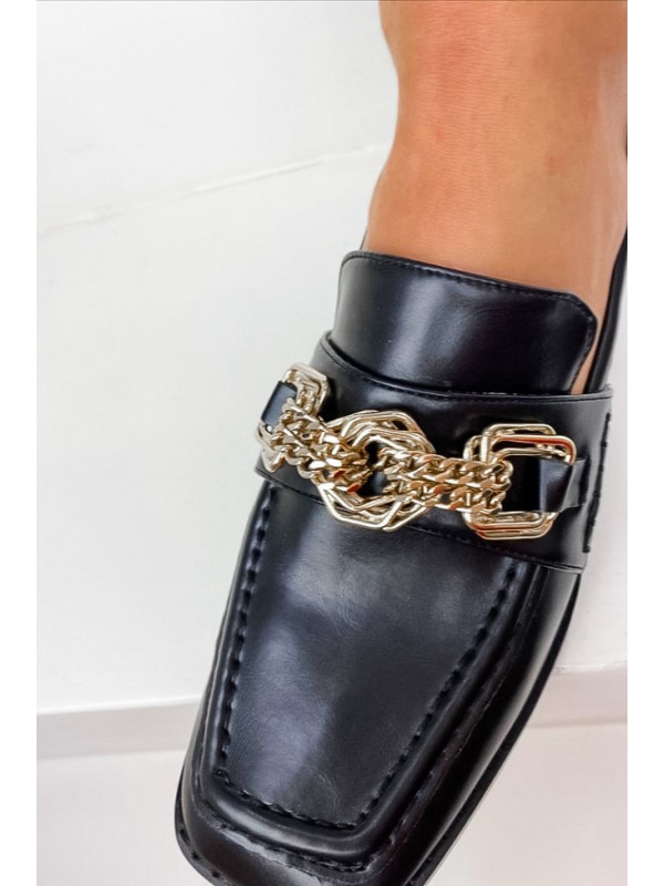 Mocassins Noirs chaine dorée - Vanessa Wu