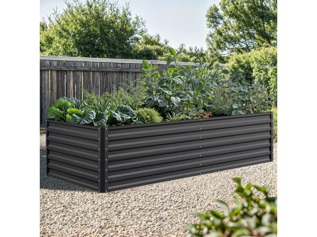 YITAHOME Lit Surélevé - 240 x 120 x 58 cm - pour l'extérieur - avec Gants - Noir