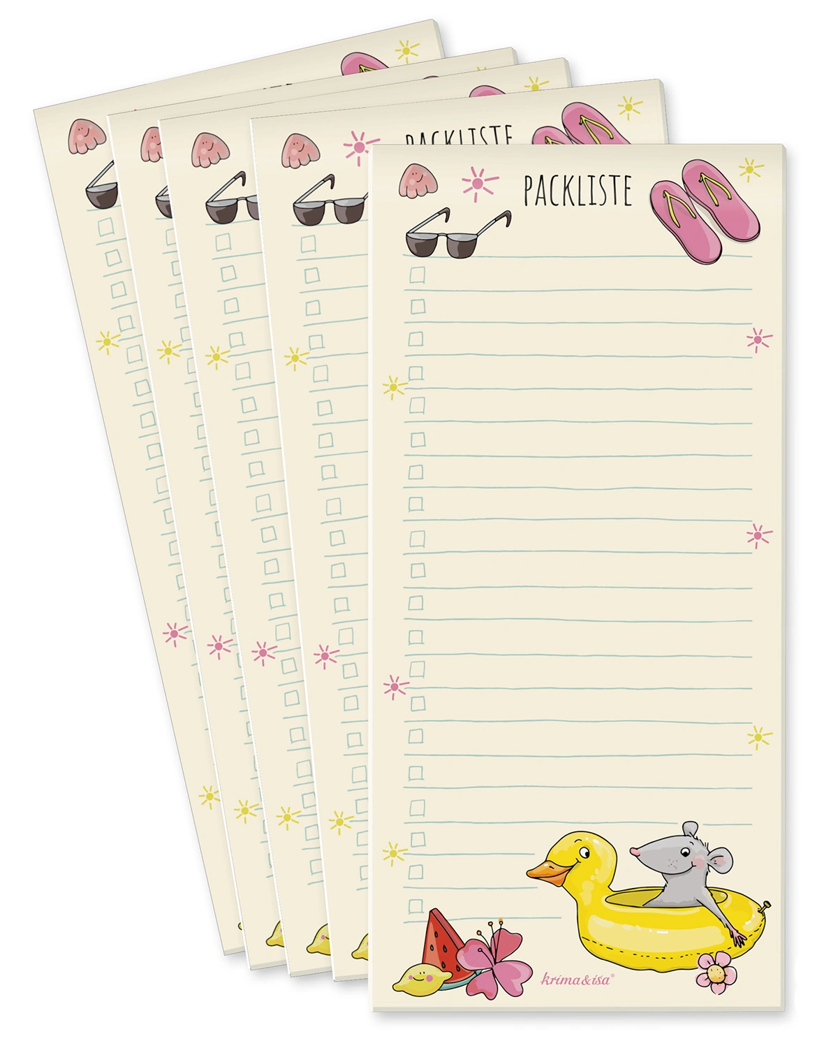 Notizblock PACKLISTE (50 Blatt) 5er-Set