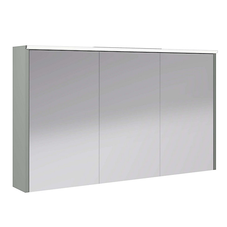 Armoire de salle de bains éclairante avec miroir Archi grège mat 120 cm