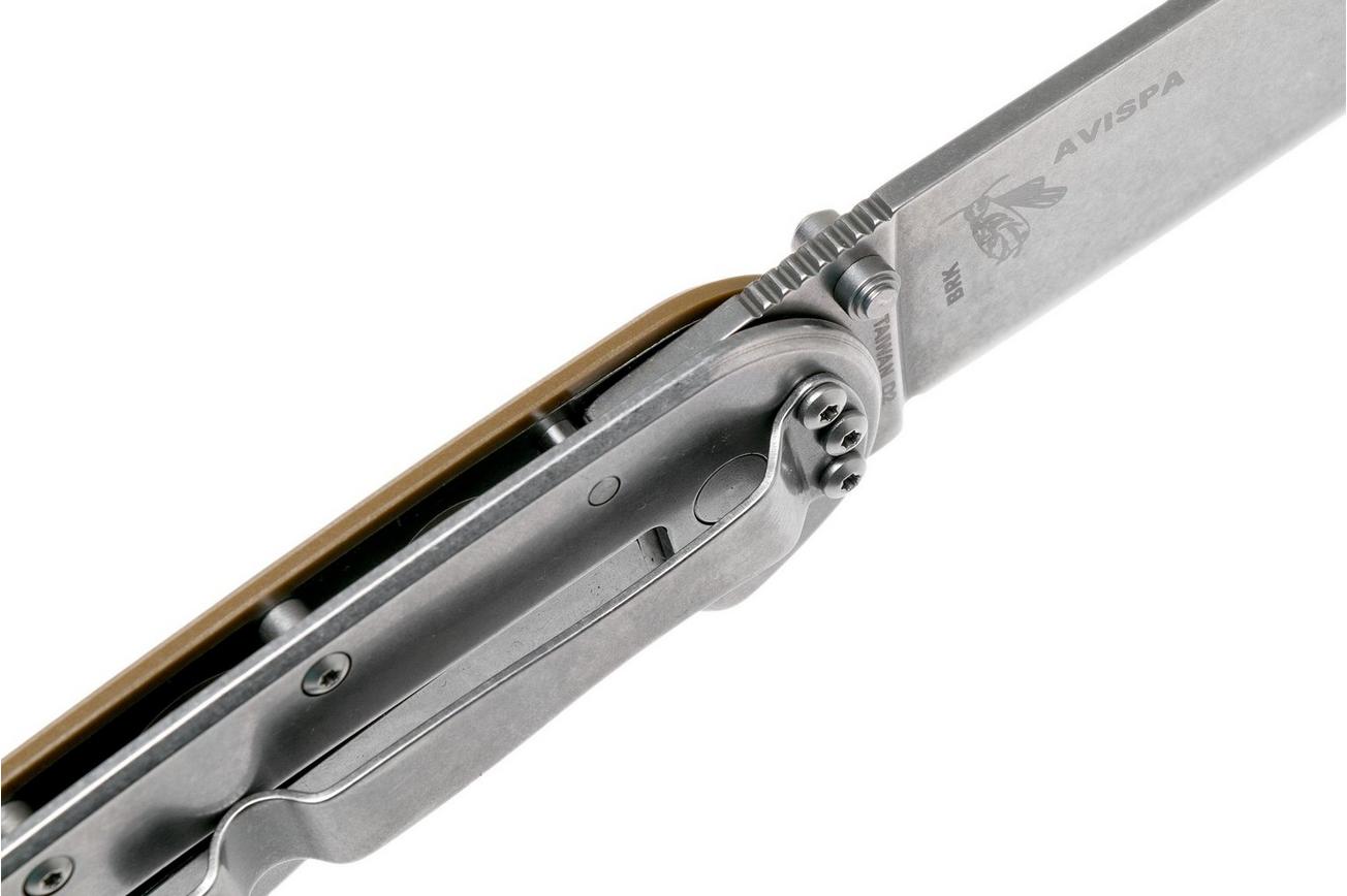 ESEE Avispa zakmes, stonewashed D2 blade, Coyote Brown handle BRK1302CB