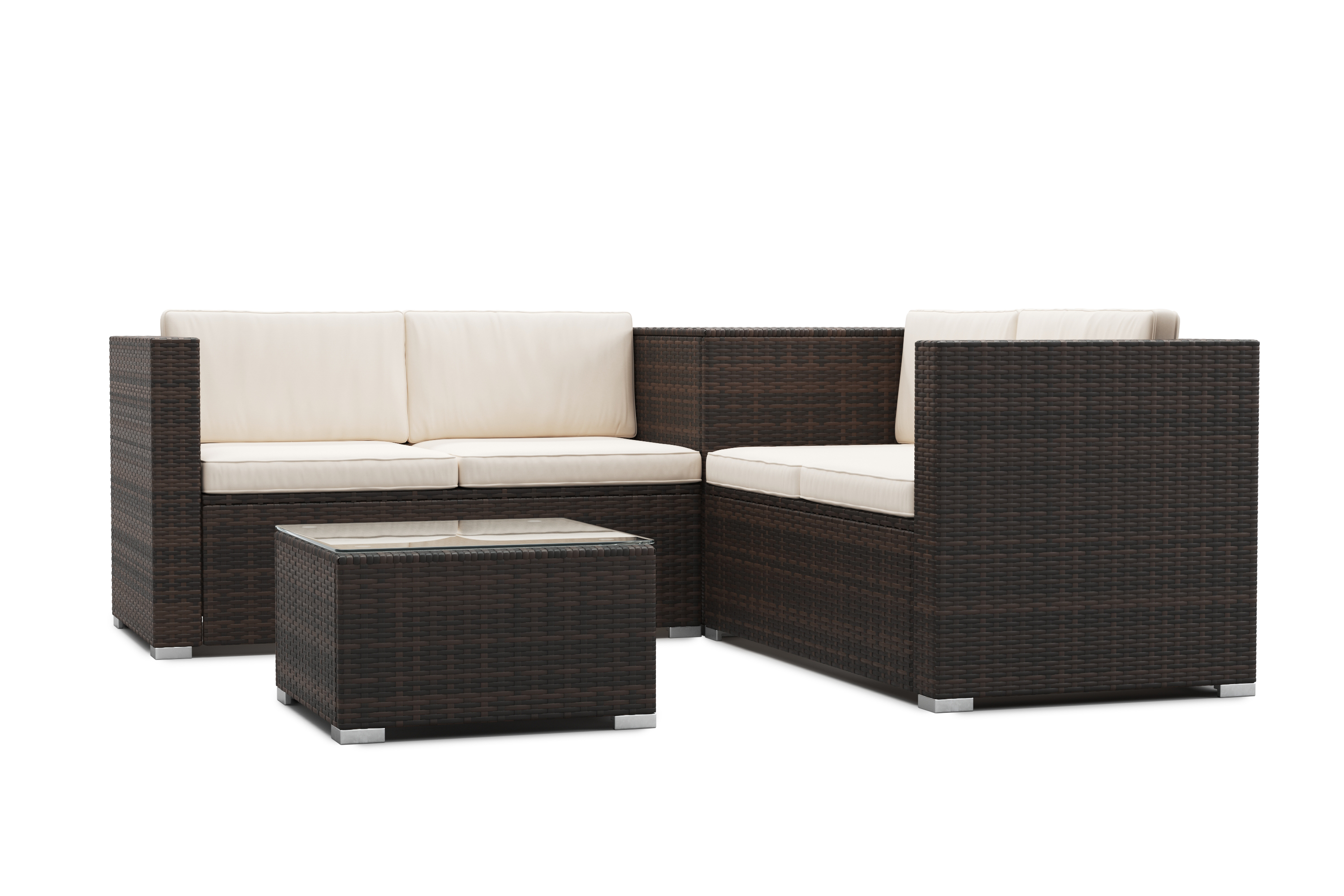Rattanlounge SAN MARINO dunkelbraun/beige