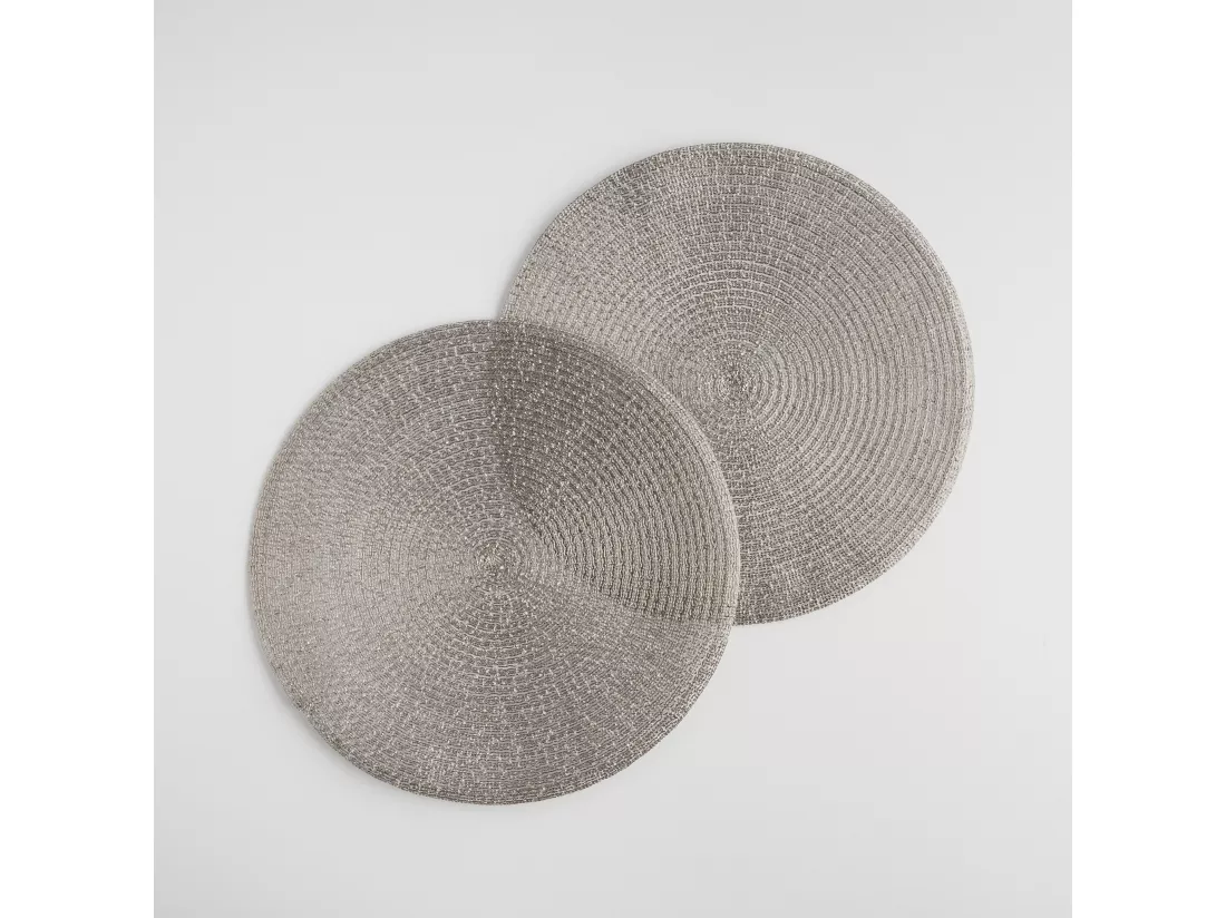 Set de Table Décoratif Glitter Argent Ø38 cm - Lot de 2