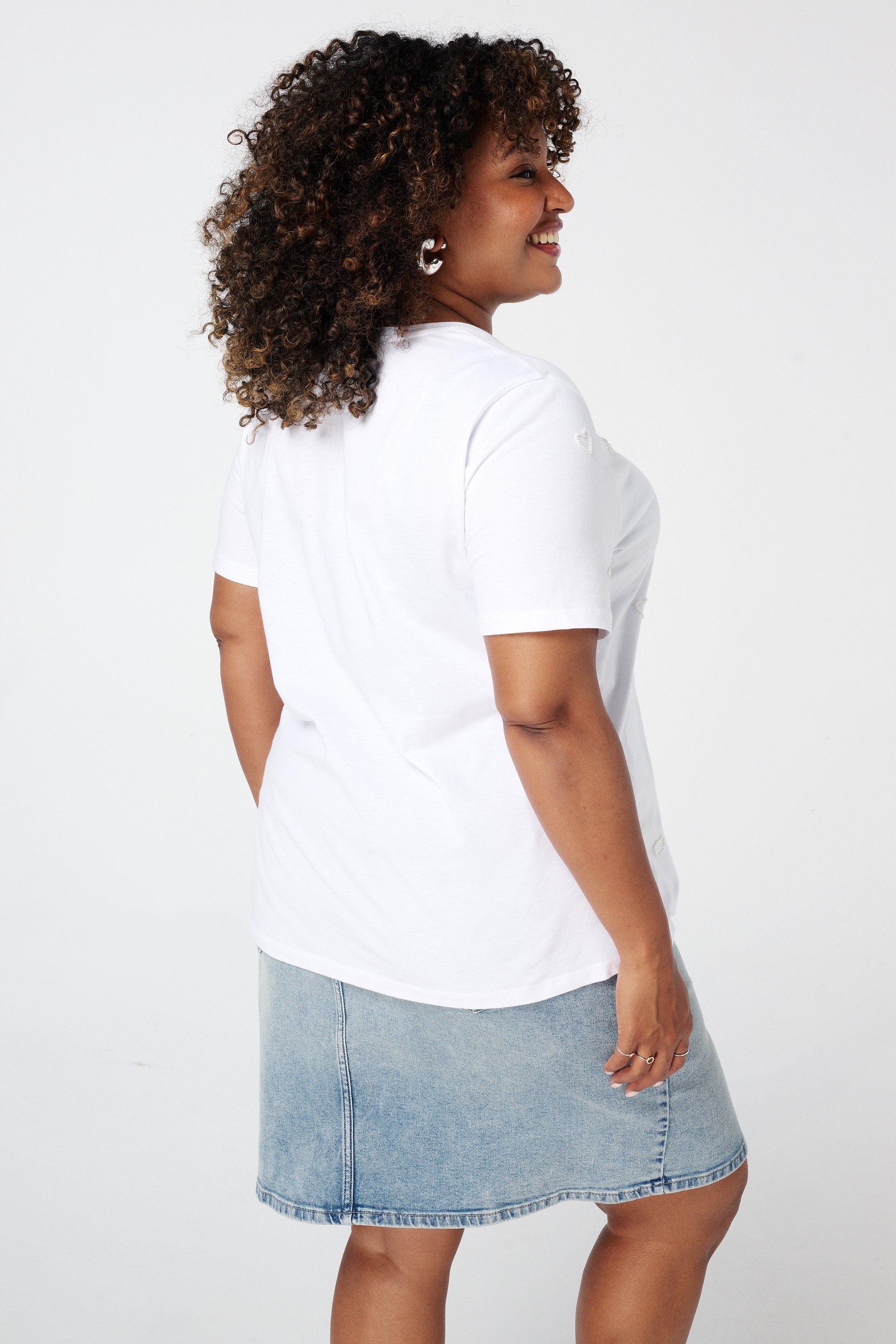 T-shirt met hartjes Wit