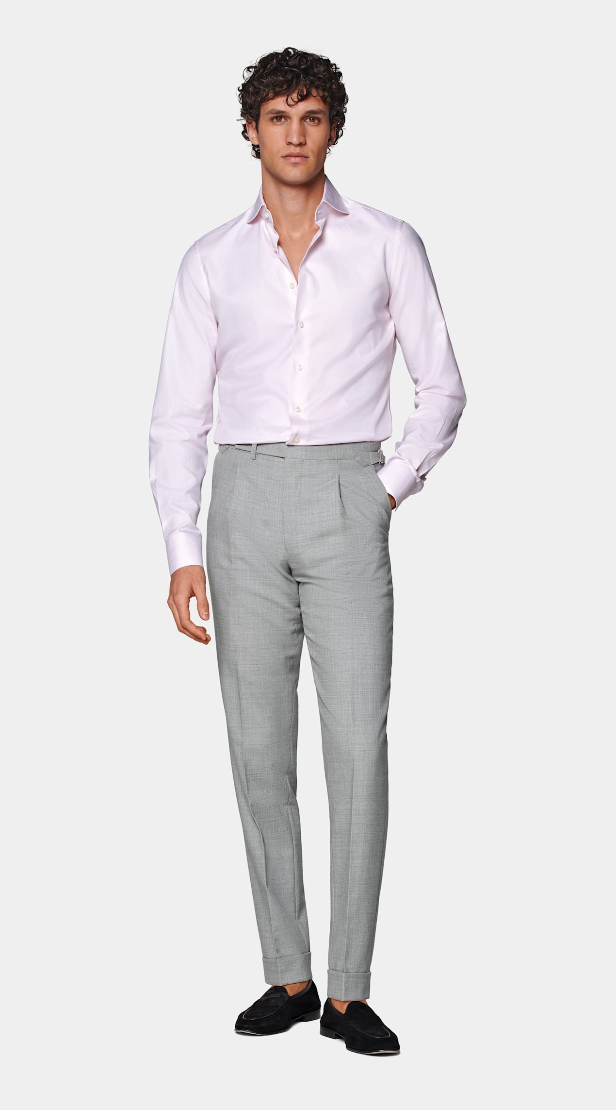 Chemise coupe ajustée en oxford royal rose