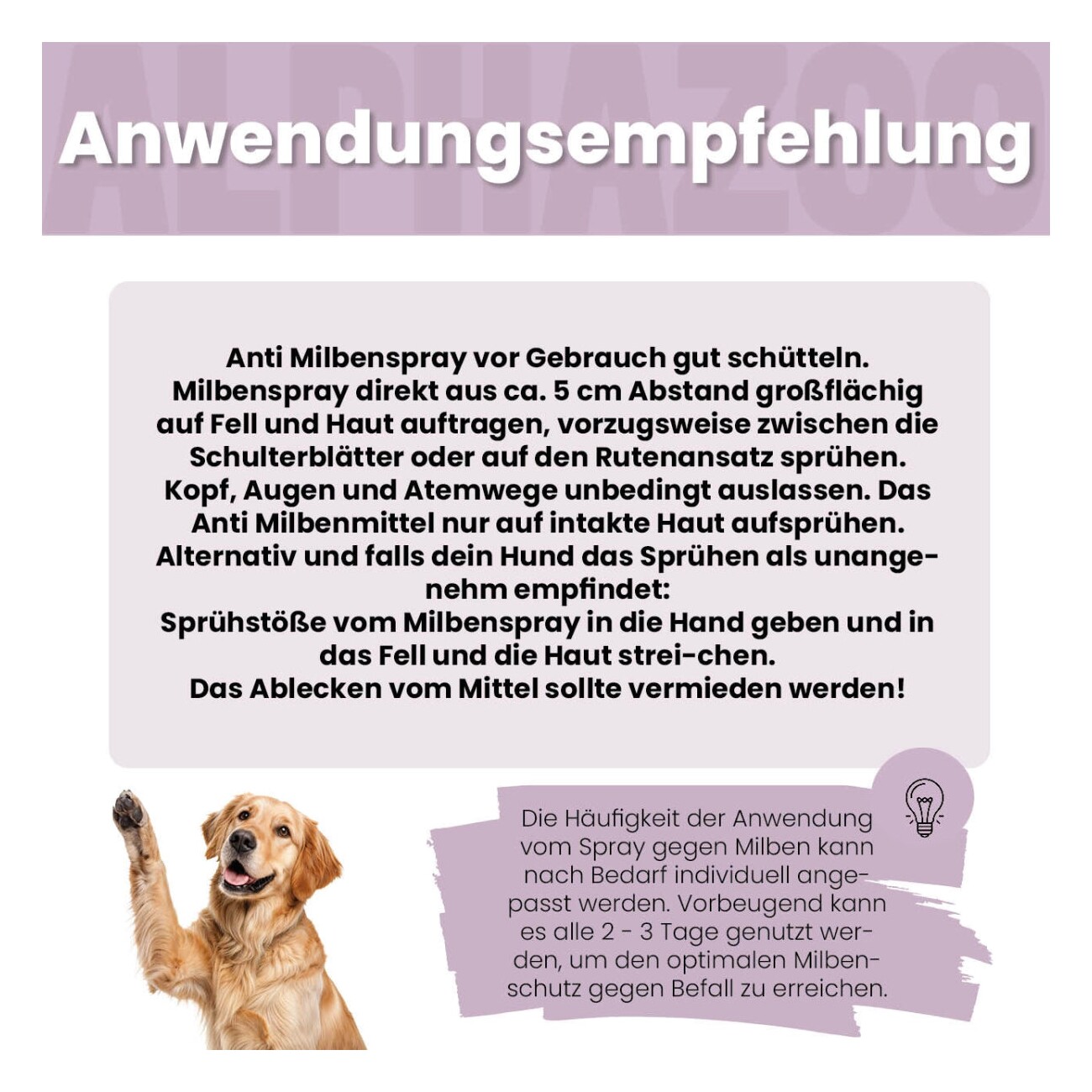 ALPHAZOO MilbHunter Milbenspray für Hunde & Katzen I Starkes Anti Milbenmittel 100 ml