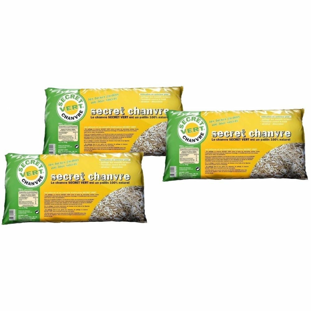 Secret chanvre paillis de chanvre 70 litres lot de 3