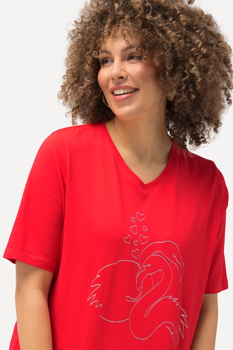 T-Shirt, Metallic-Tier, Classic, V-Ausschnitt, Halbarm