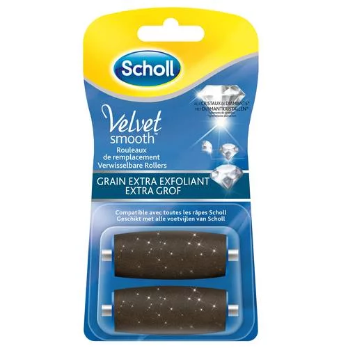 Scholl Rouleaux de Remplacement Grain Extra Exfoliant pour Râpe Pieds - 2 rouleaux
