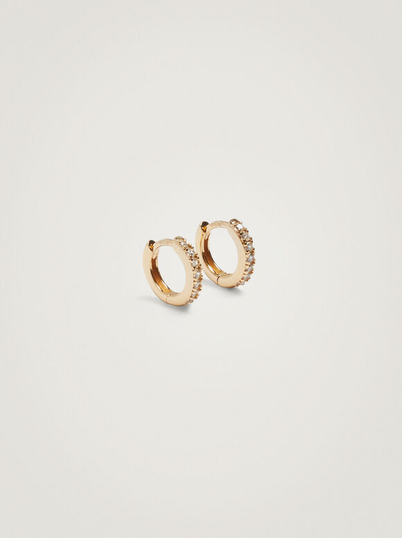 Brincos em prata de lei 925 com zircônia cúbica - Dourado