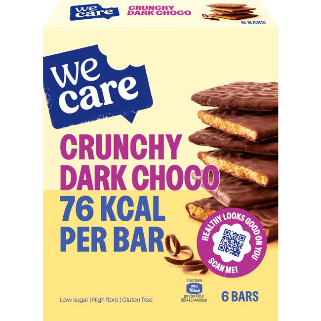 WeCare Bars Crunchy Dark Choco 6 stuks