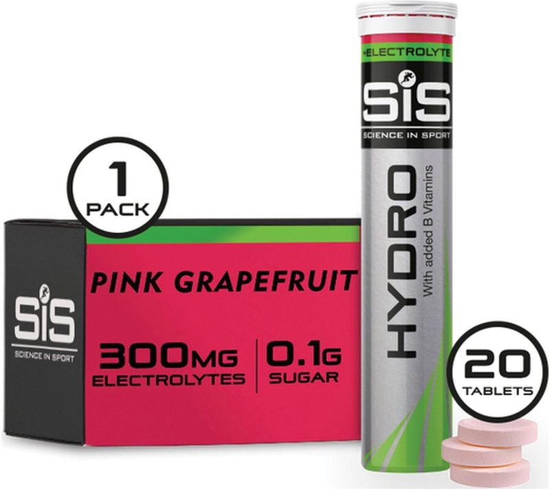 Science in Sport - SIS Go Hydro Bruistabletten - 300mg Elektrolyten - Pink Grapefruit Smaak - 20 Tabletten