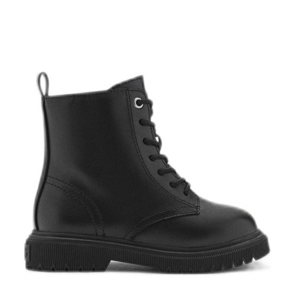 Mango Kids leren veterboots zwart