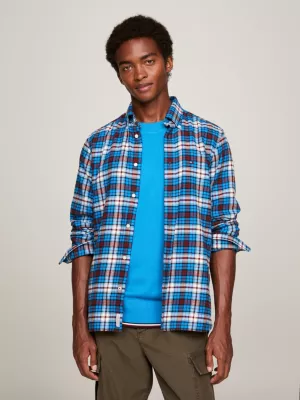 Camisa Tommy Tartan Escovada de Corte Regular