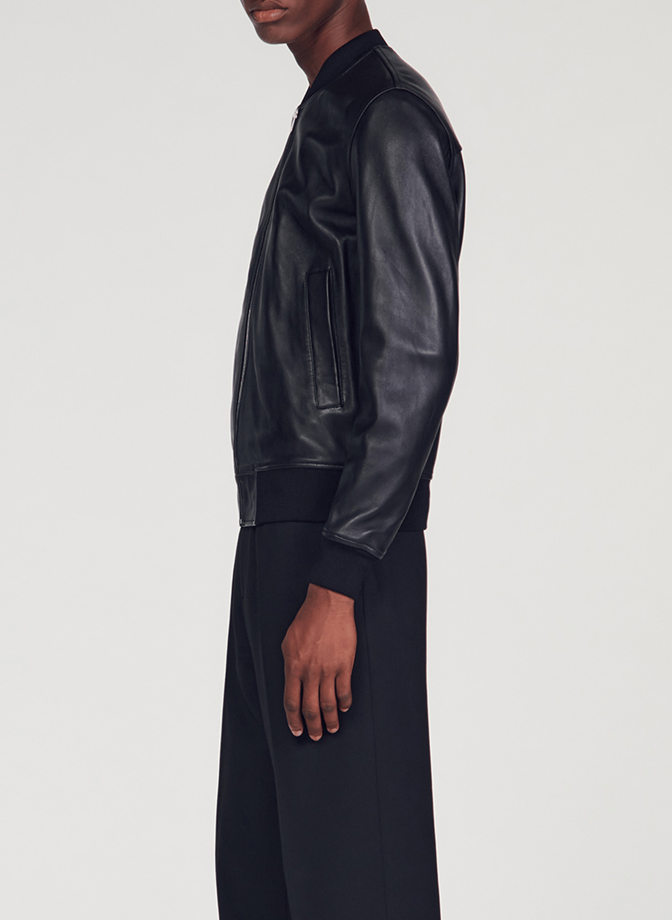 Blouson teddy en cuir | Noir