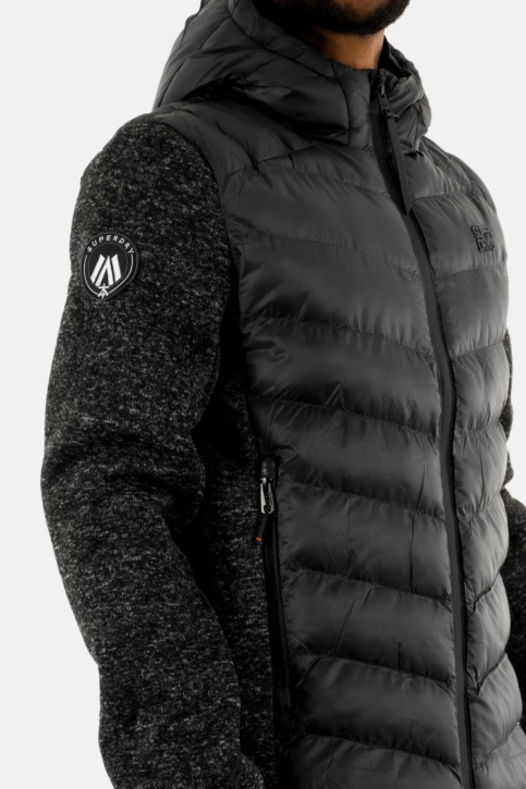 Doudounes superdry hooded knit storm hybrid heb dark charcoal marl
