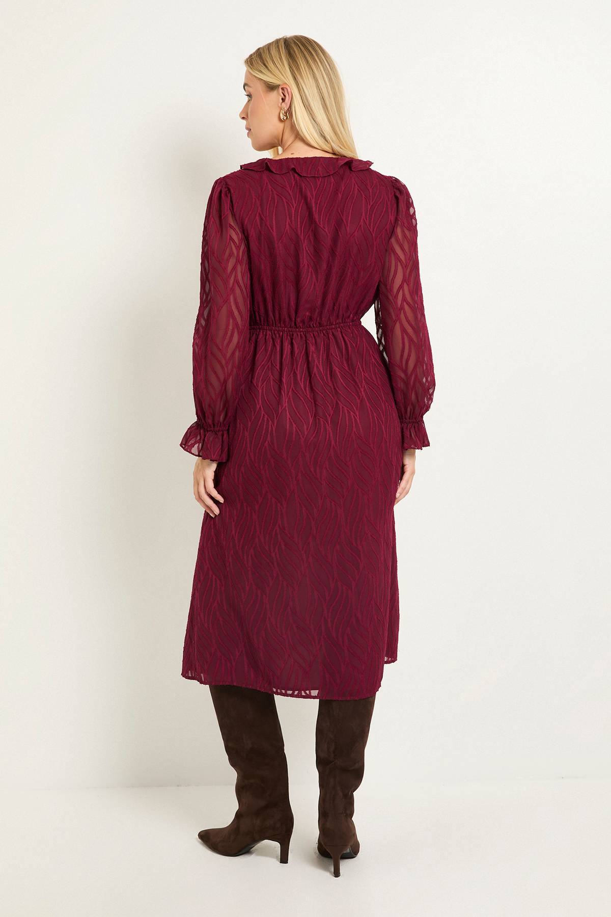 Wallis Robe Midi À Volants En Dévoré Petite Taille