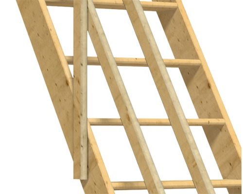 Pertura Zoe trapboom, massief sparrenhout, onbehandeld, recht, 67,2 cm, 12 treden / 13 stootborden