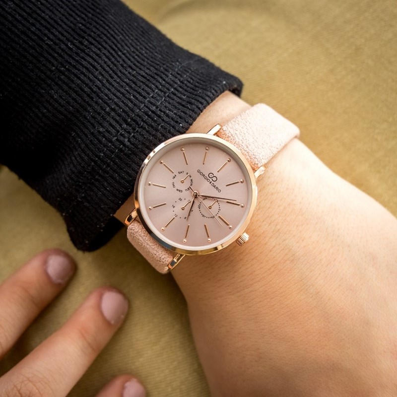 Montre Femme GIORGIO bracelet Cuir Rose