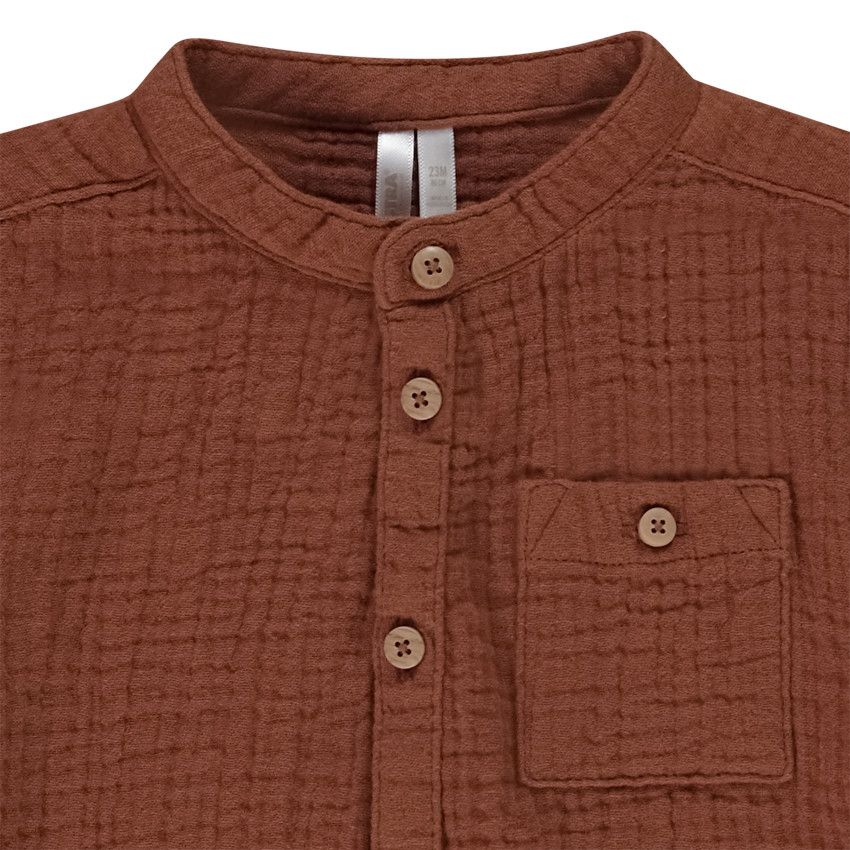Chemise manches longues en tetra pour bébé garçon - Marron