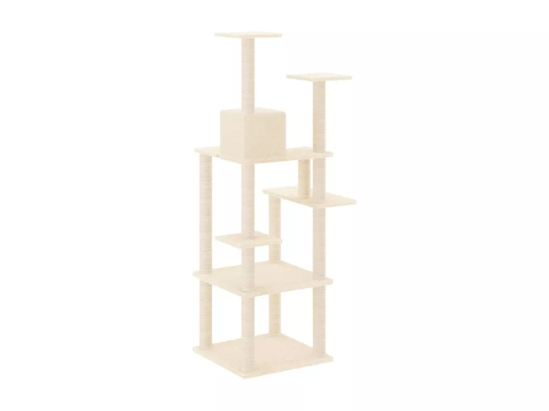 Arbre à chat avec griffoirs en sisal Crème 153 cm