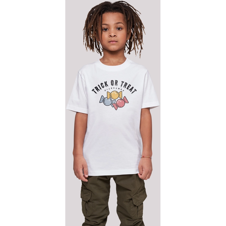 F4NT4STIC T-Shirt Trick Or Treat Halloween weiß