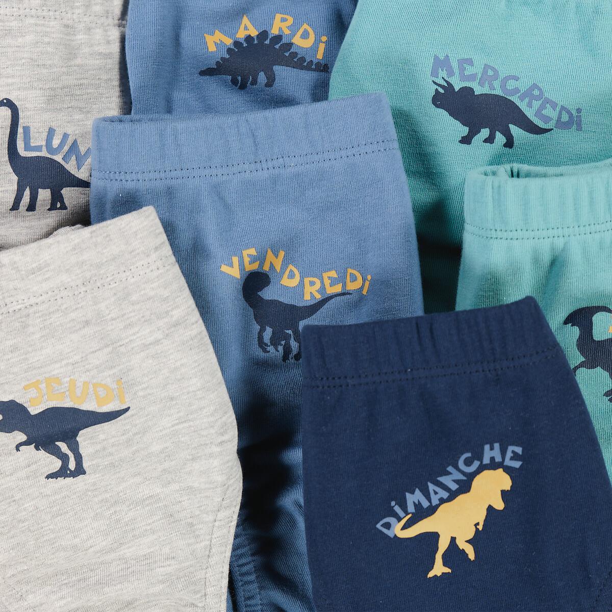 COLEÇÃO LA REDOUTE<br>Conjunto de 7 cuecas com estampa de dinossauro