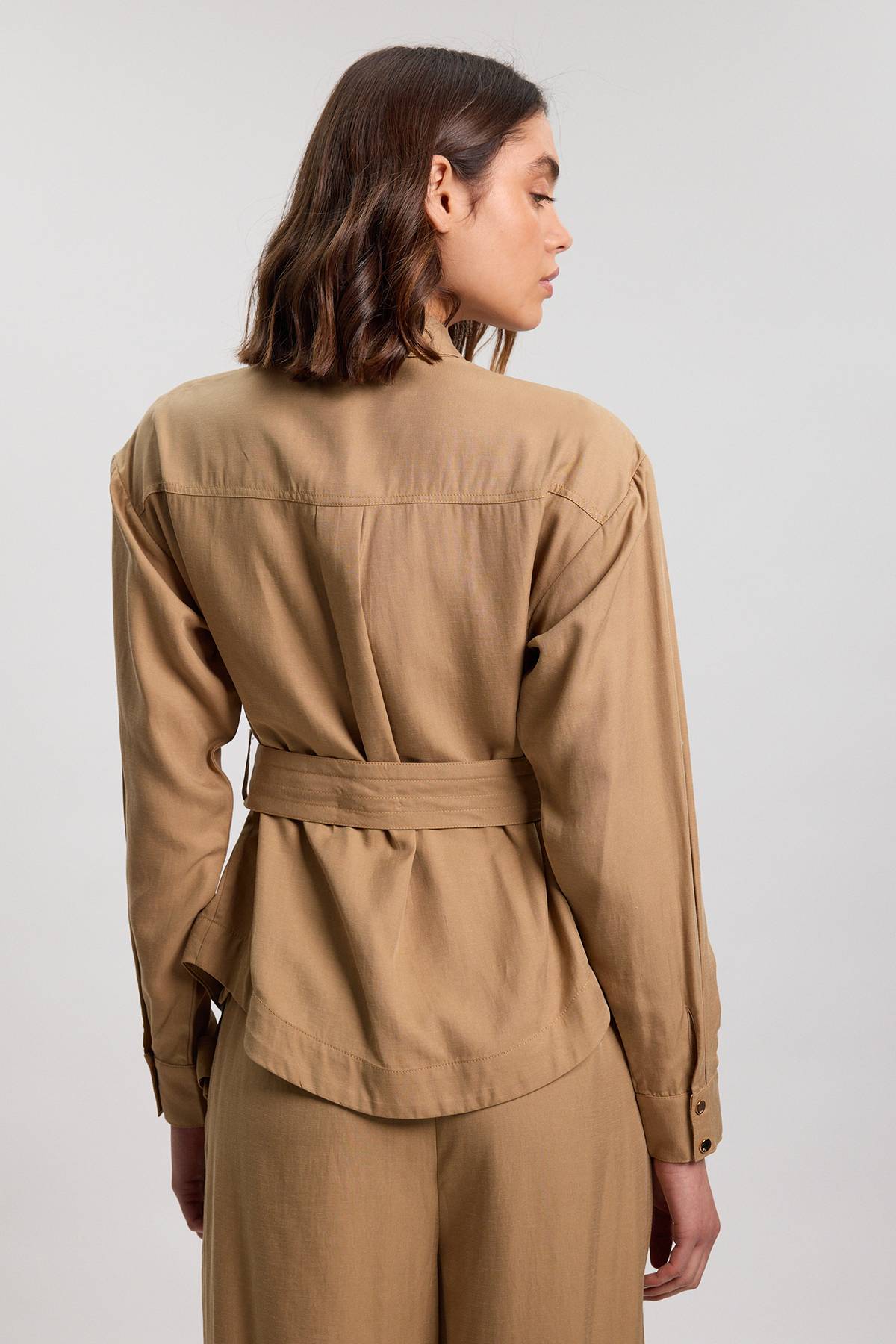 KarenMillen Chemise Tissée En Sergé De Cupro Style Utilitaire