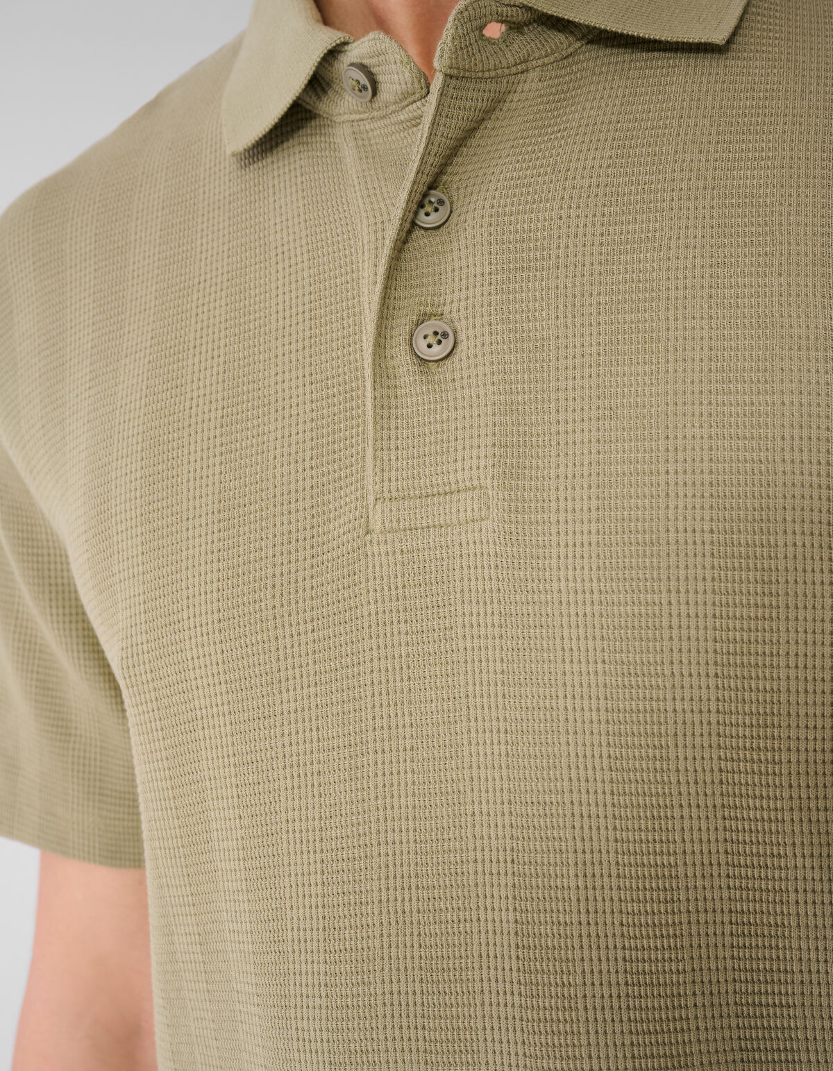 Waffle Stripe Polo Khaki