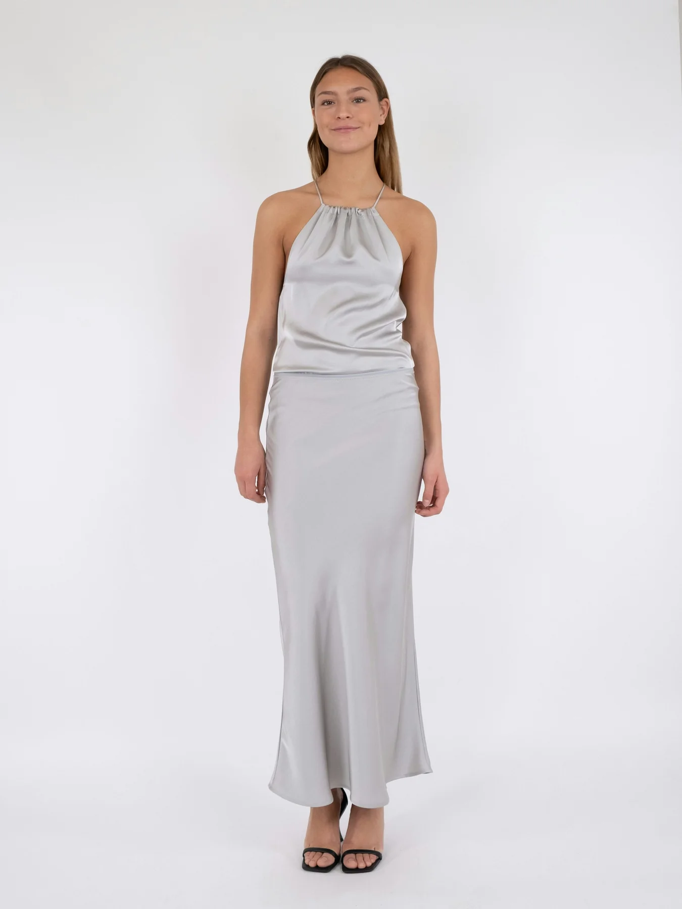 Neo Noir Vicky Heavy Sateen Skirt silver