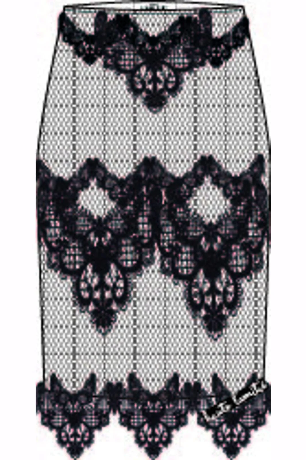 Haute L'Amitié Curvey Lace Hem Pencil Skirt HL10015