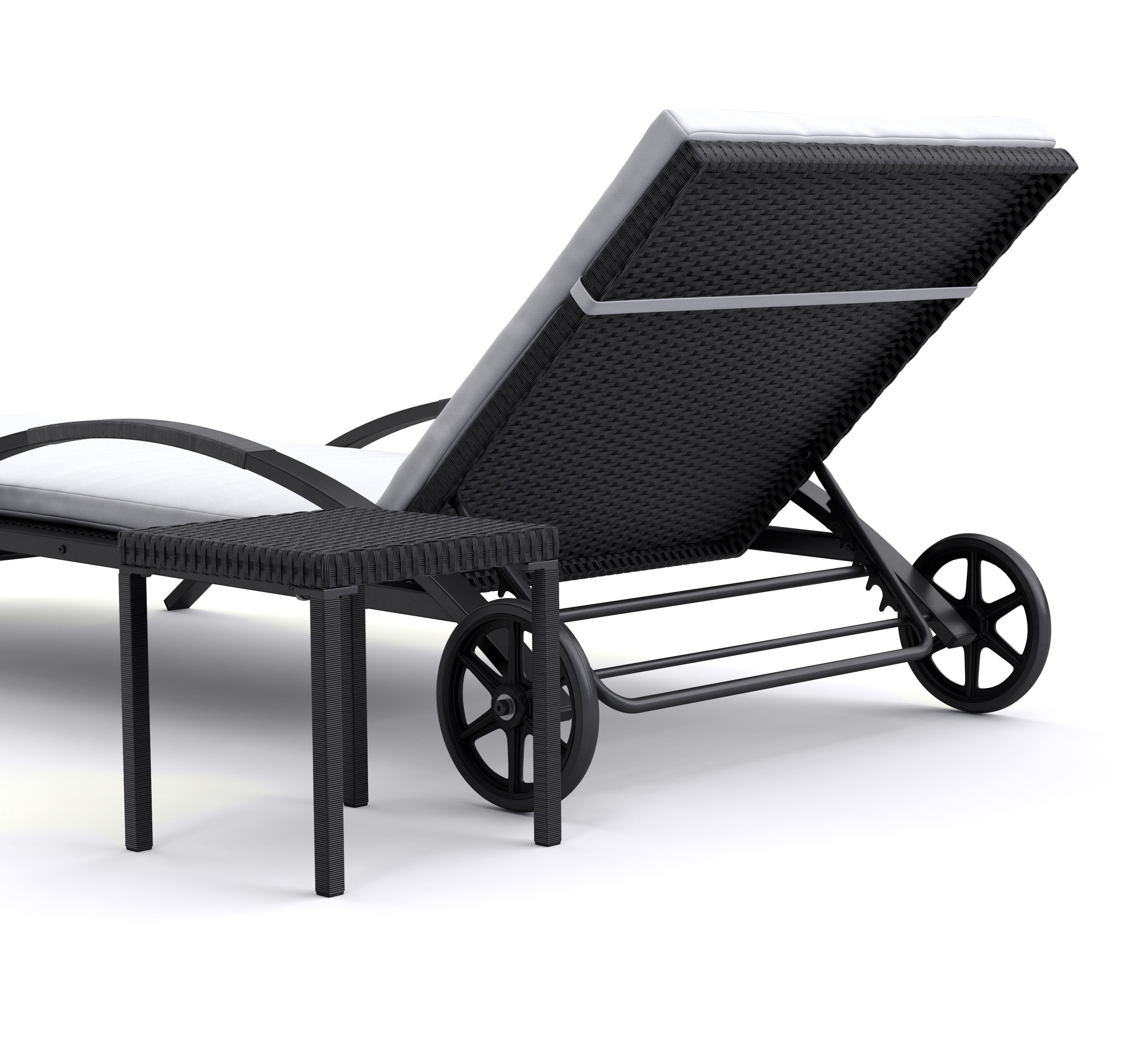 Liegestuhl Rattan KIM schwarz/weiss Set 3-teilig