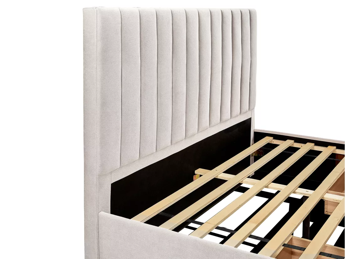 Lit avec 3 tiroirs 160 x 200 cm - Tissu - Beige - LIAKO